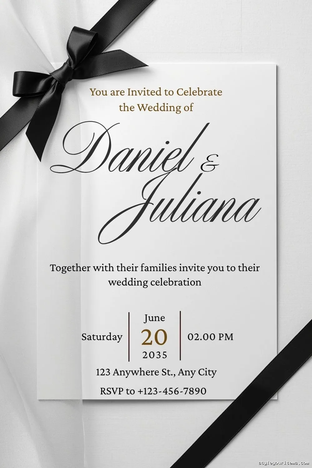 Free Elegant Wedding Invitation Canva Template 3