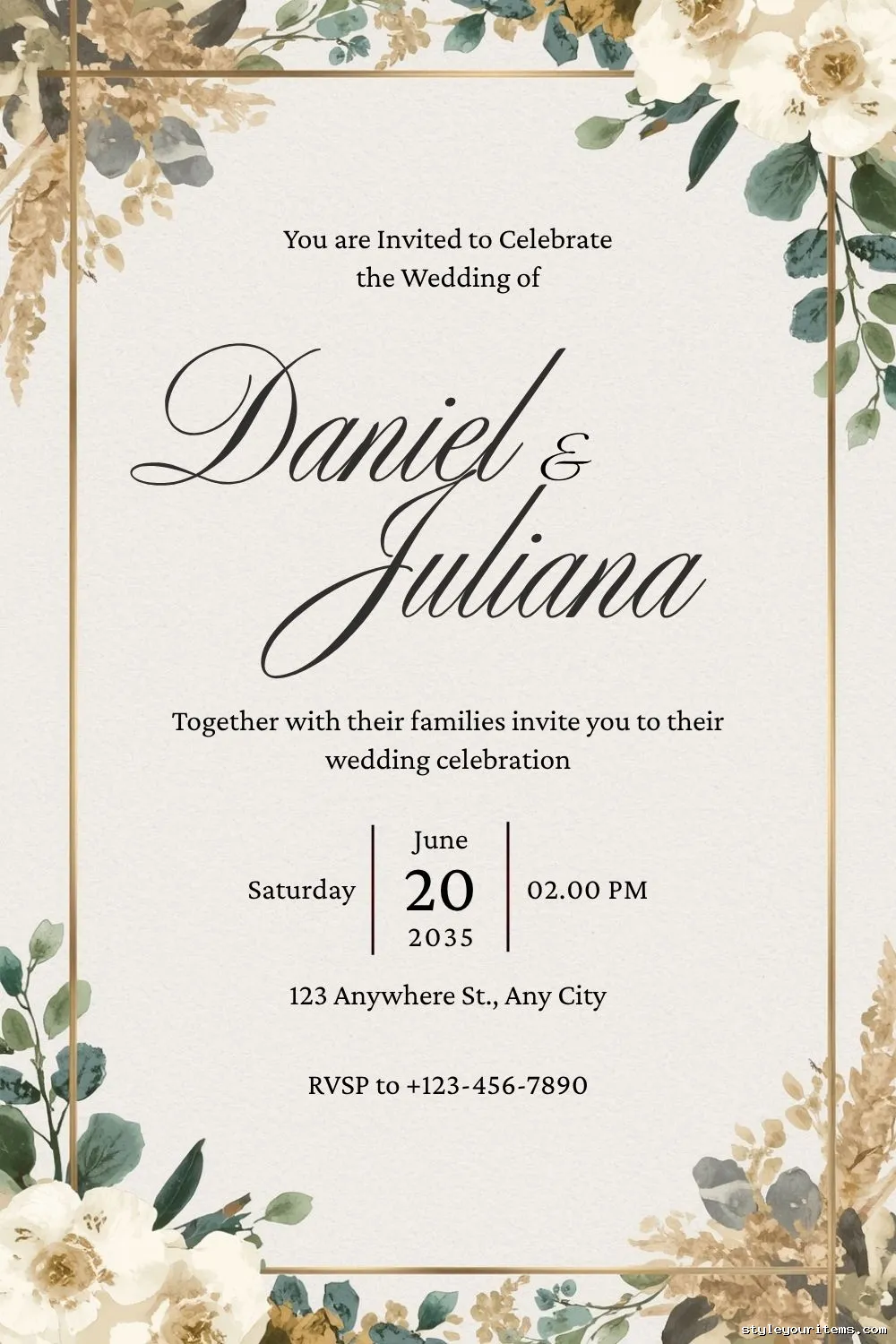 Free Rustic Wedding Invitation Template For CanvaS