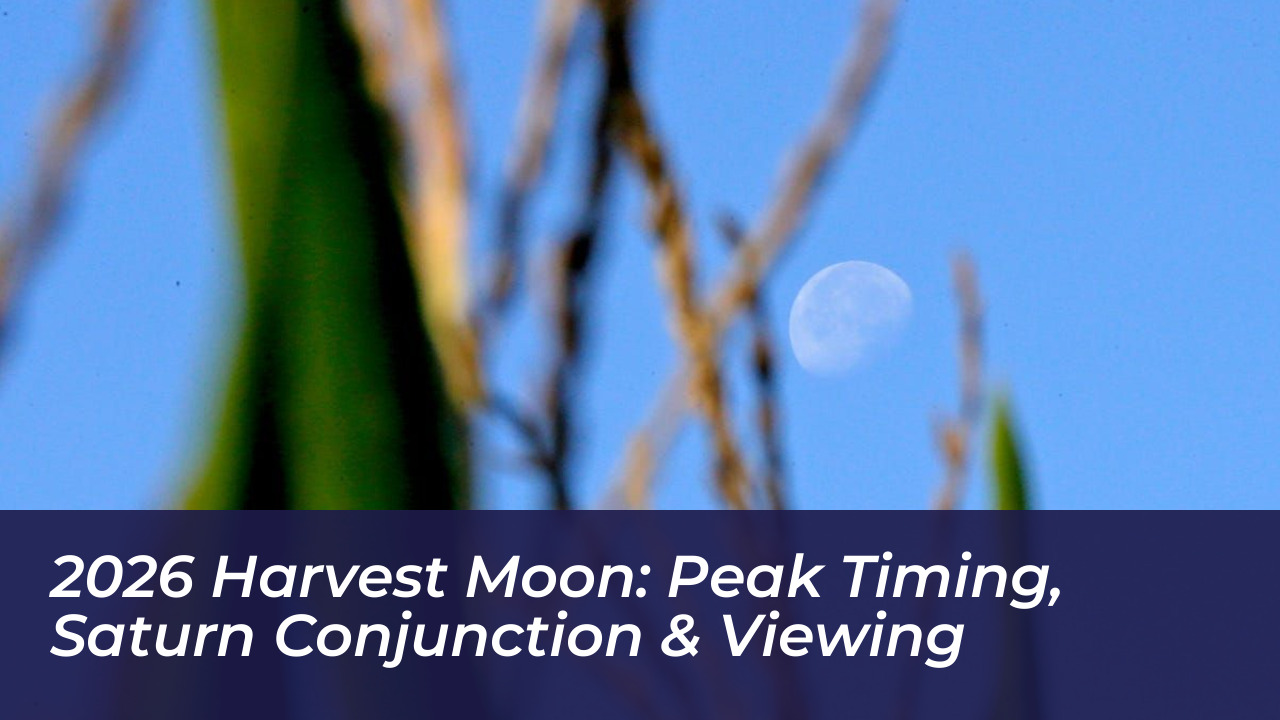 2026 harvest moon peak timing saturn conjunction viewing C50h