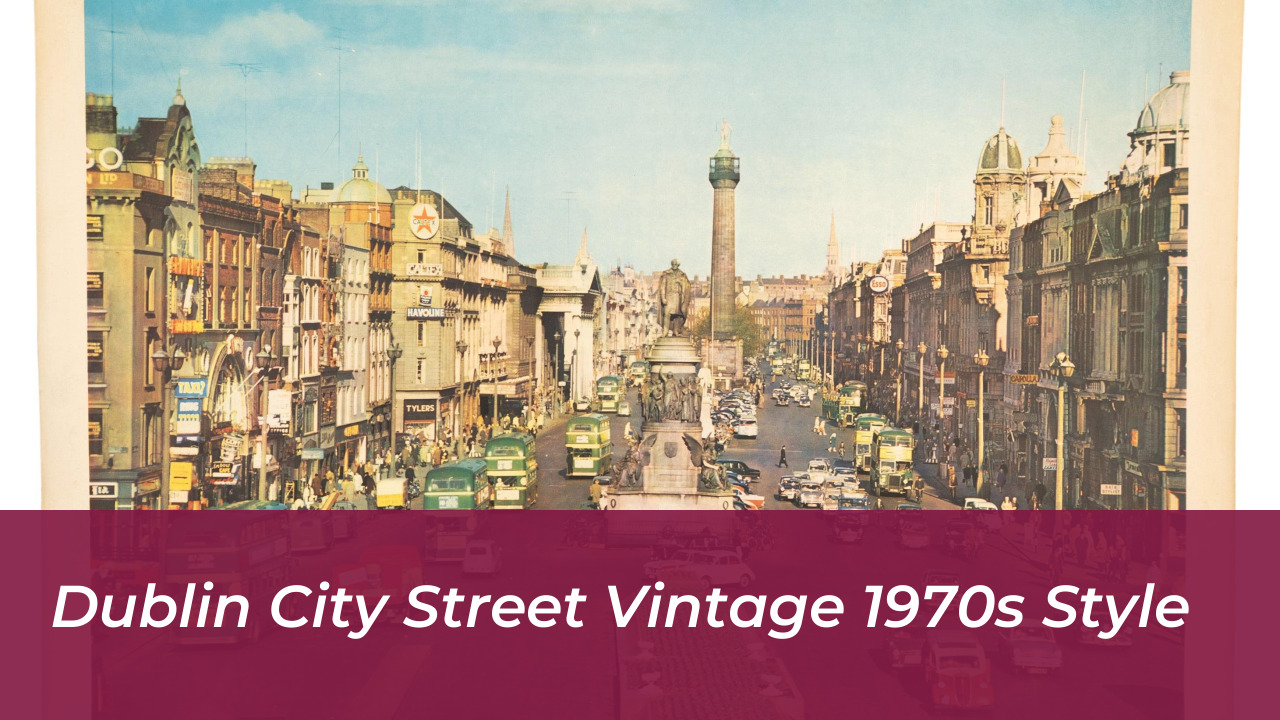 Dublin city street vintage 1970s style