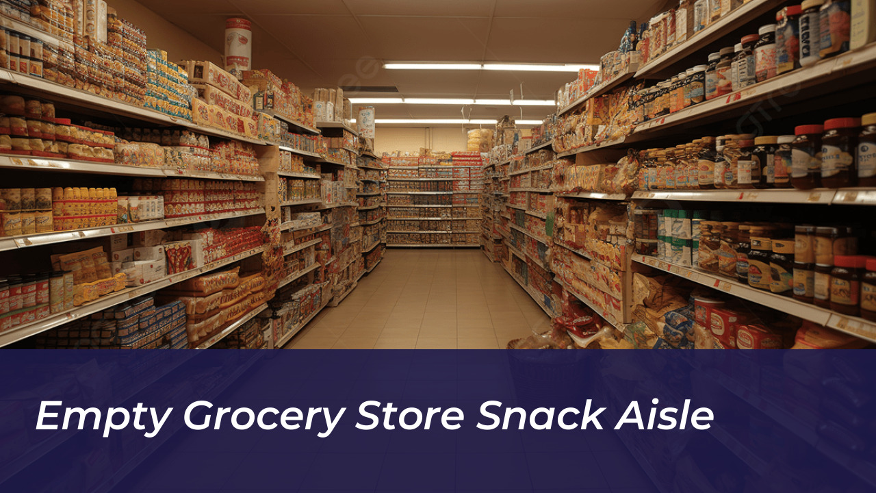 Empty Grocery Store Snack Aisle