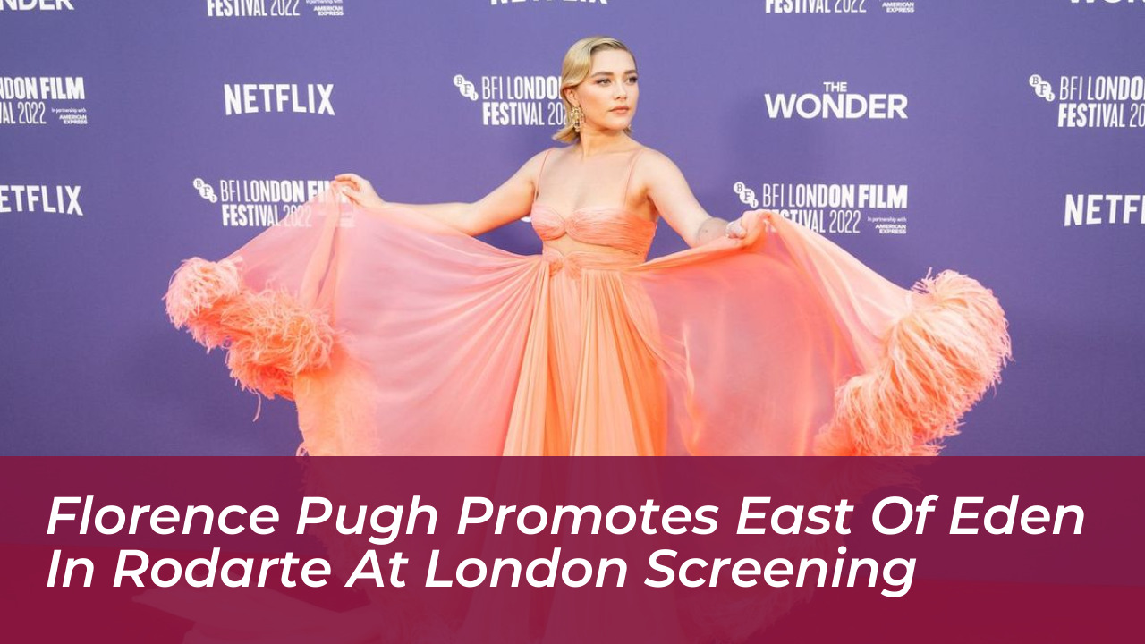 florence pugh promotes east of eden in rodarte at london screening