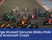 george russell secures baku pole amid antonelli crash B8Zn