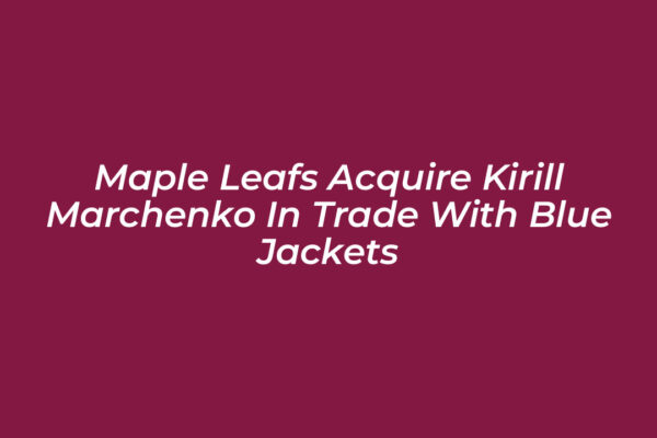 maple leafs acquire kirill marchenko in trade with blue jackets Oy01