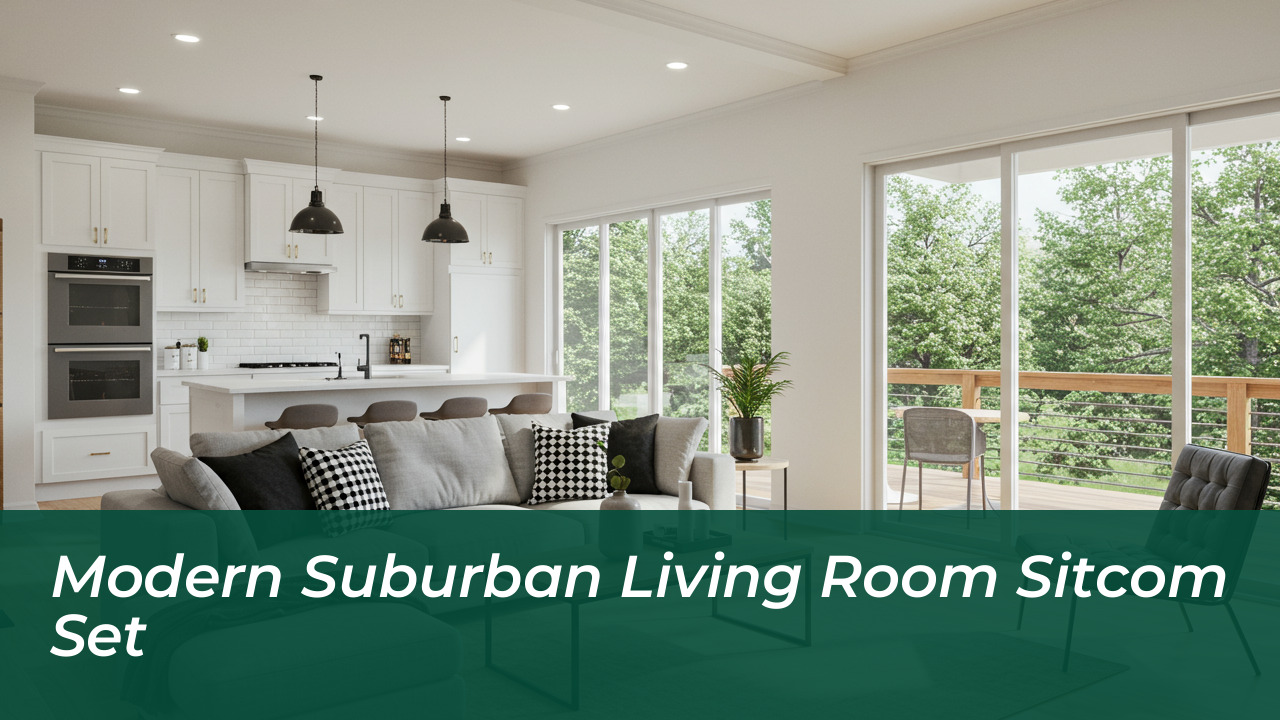 Modern Suburban Living Room Sitcom Set