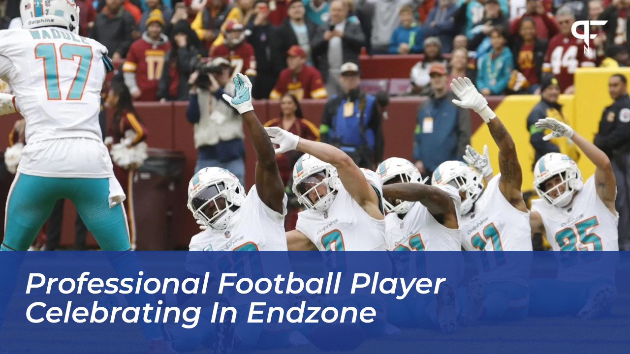 Professional Football Player Celebrating In Endzone
