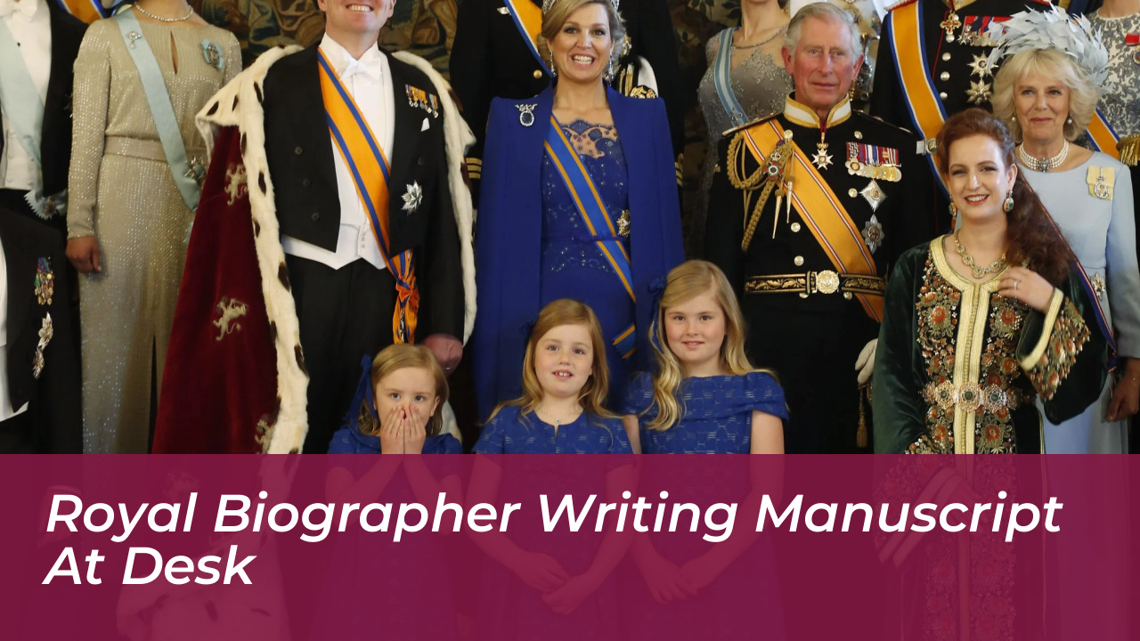 Sarah Ferguson Denies Memoir Rumors After Royal Lodge Exit 3 Royal biographer writing manuscript at desk