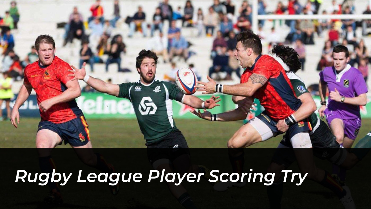 Rugby league player scoring try