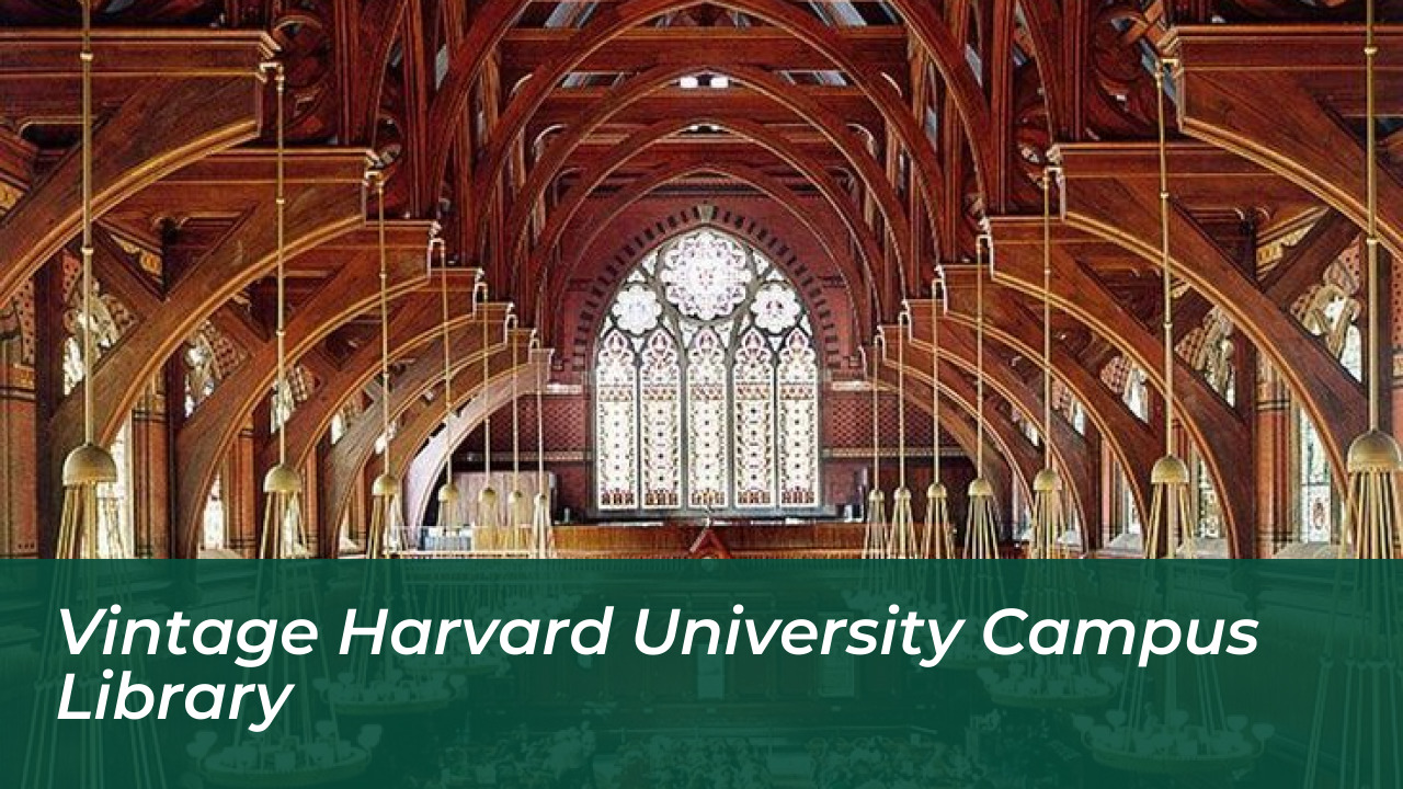 Vintage Harvard University Campus Library