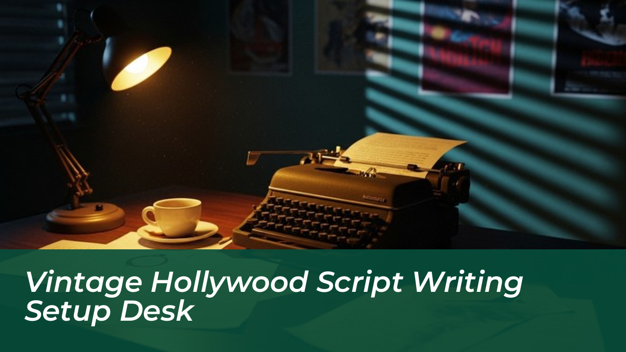 Vintage Hollywood Script Writing Setup Desk