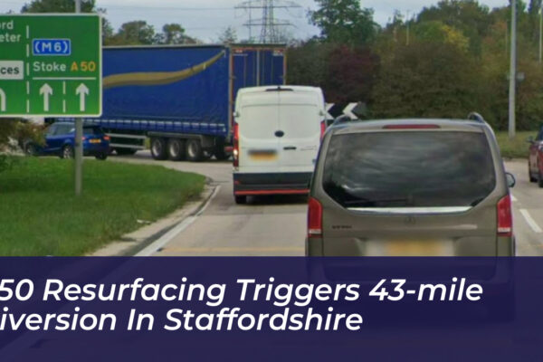 a50 resurfacing triggers 43 mile diversion in staffordshire S2Rw