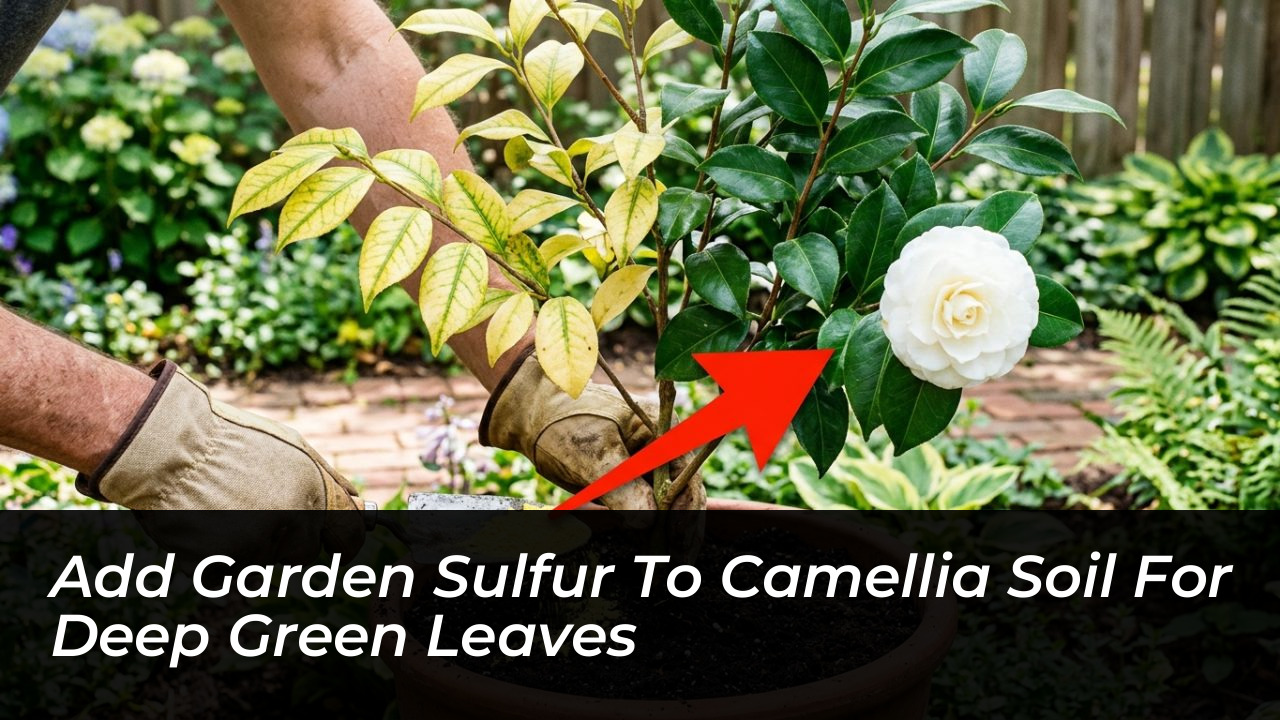 add garden sulfur to camellia soil for deep green leaves DXS8