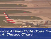 american airlines flight blows two tires at chicago ohare wNrY