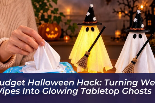 budget halloween hack turning wet wipes into glowing tabletop ghosts LP6g