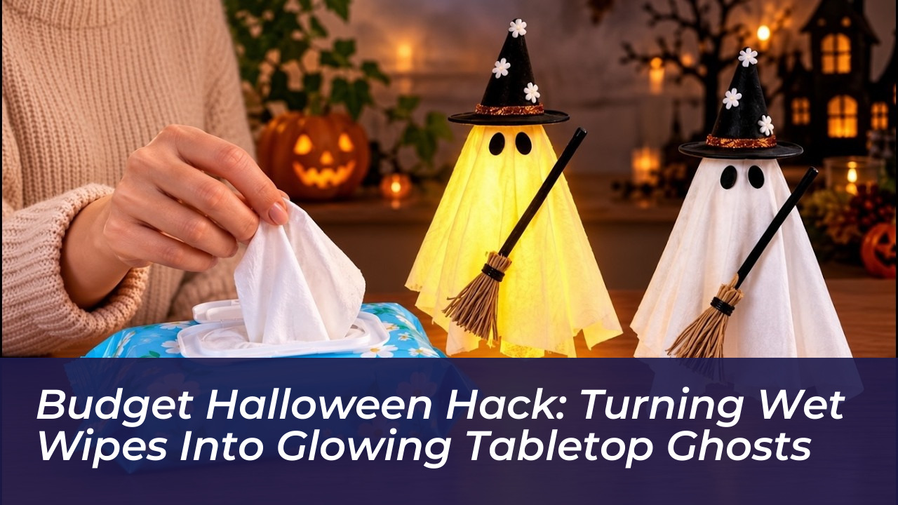 budget halloween hack turning wet wipes into glowing tabletop ghosts LP6g