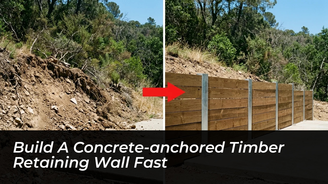 build a concrete anchored timber retaining wall fast 8O3t
