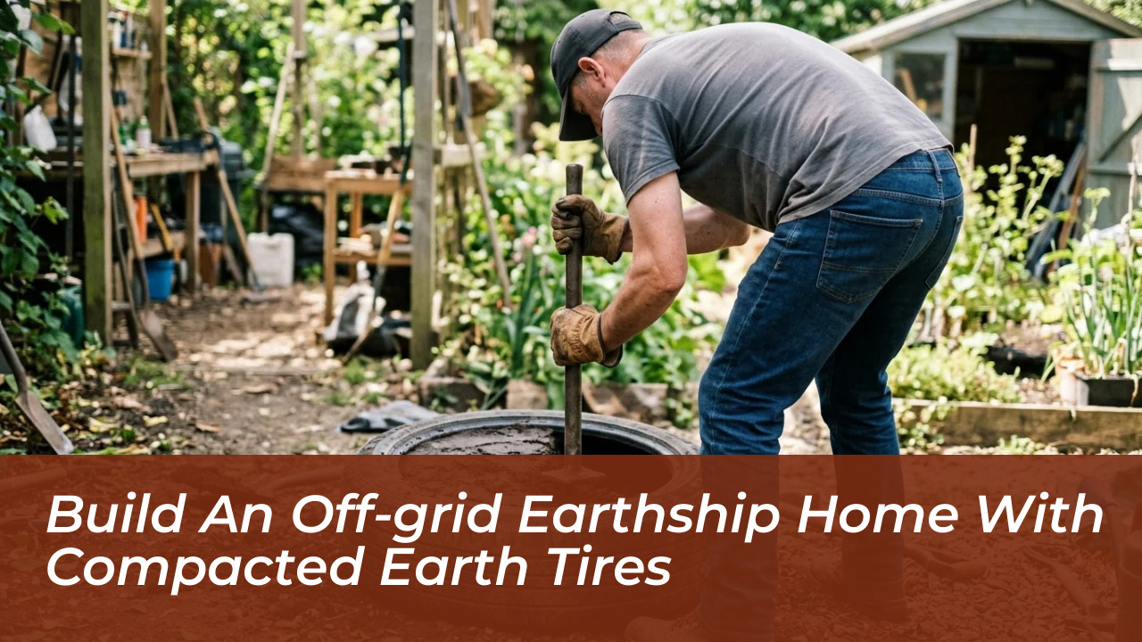 build an off grid earthship home with compacted earth tires BaVc
