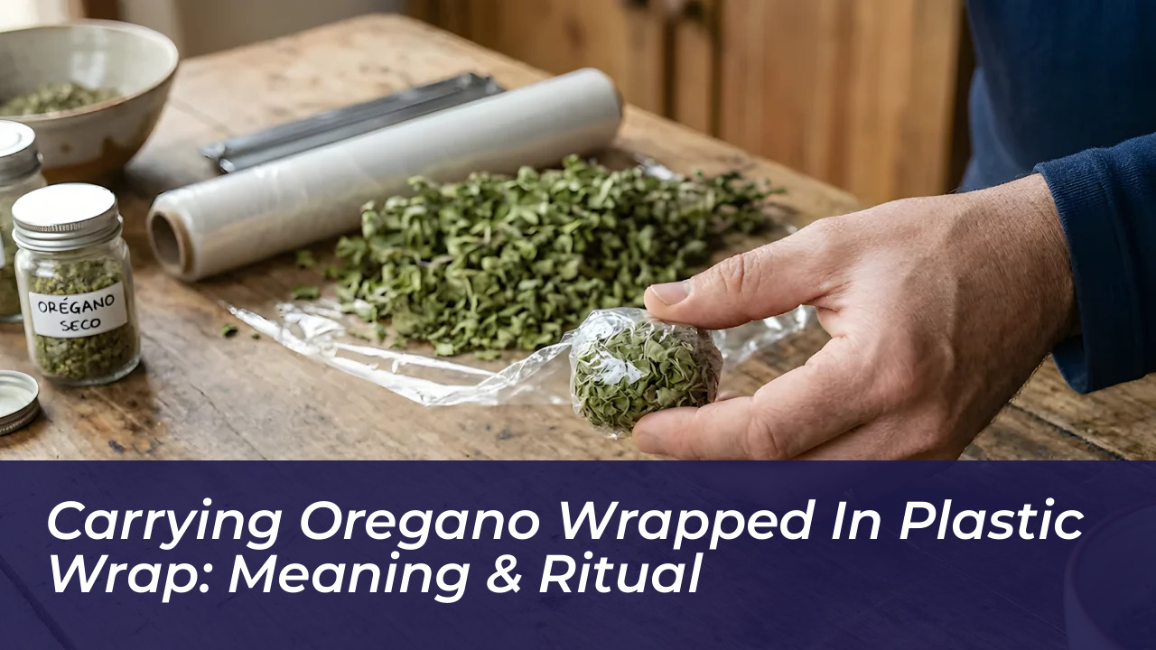 carrying oregano wrapped in plastic wrap meaning ritual nQsK