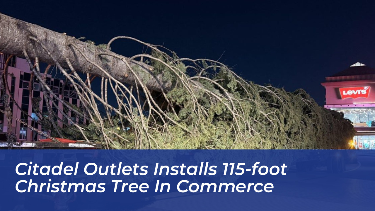 citadel outlets installs 115 foot christmas tree in commerce i2Lj