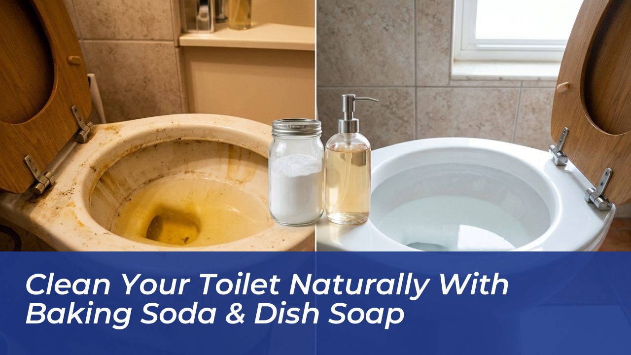 clean your toilet naturally with baking soda dish soap 953I