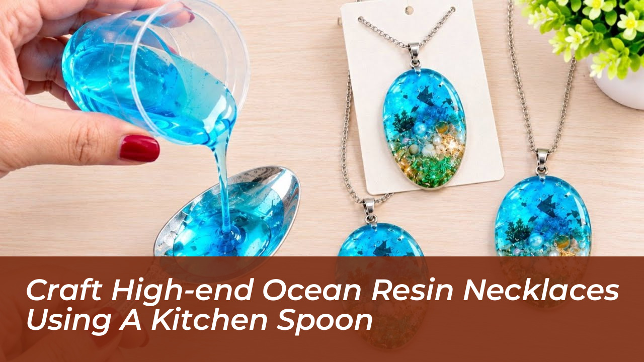 craft high end ocean resin necklaces using a kitchen spoon XteC