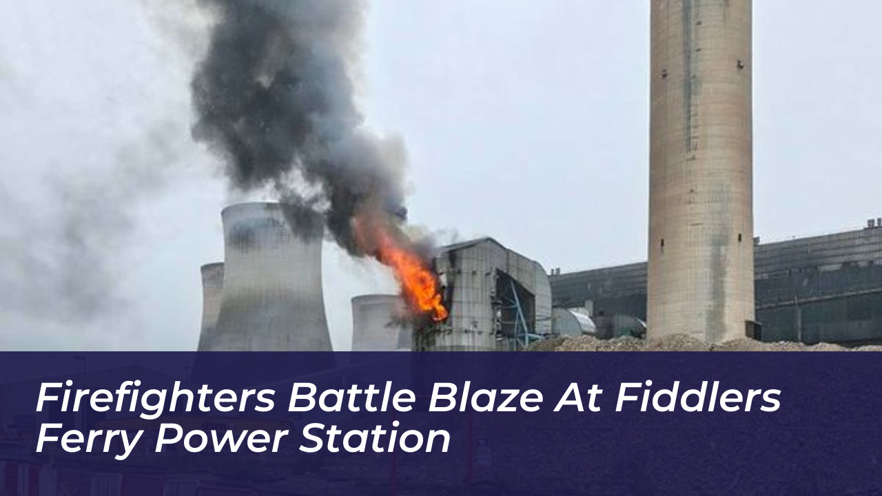 firefighters battle blaze at fiddlers ferry power station BG3H