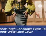 florence pugh concludes press tour in vivienne westwood gown guyq