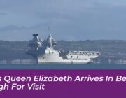 hms queen elizabeth arrives in belfast lough for visit 68bq