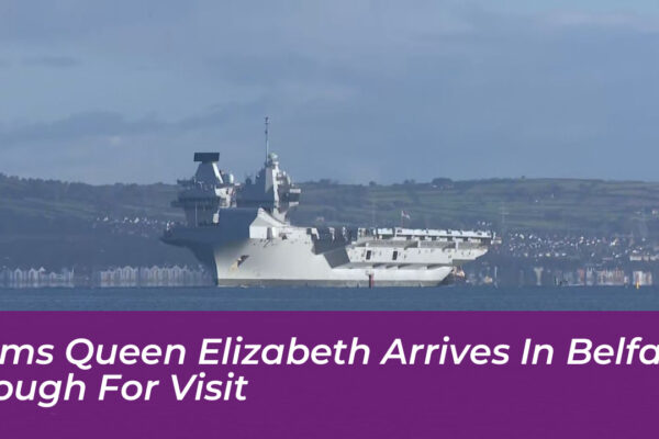 hms queen elizabeth arrives in belfast lough for visit 68bq