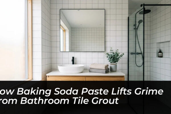 how baking soda paste lifts grime from bathroom tile grout CsNj