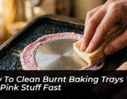 how to clean burnt baking trays with the pink stuff fast d6QI
