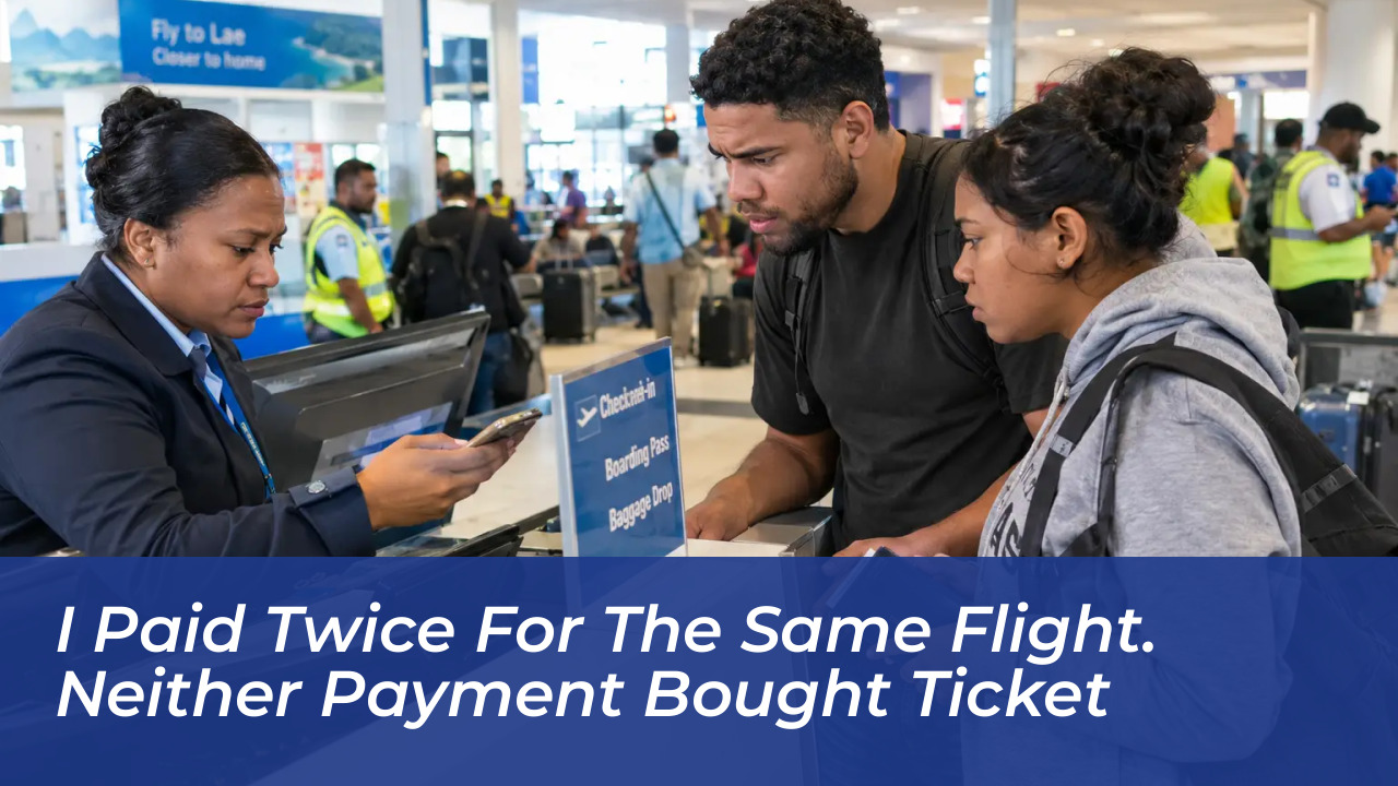 i paid twice for the same flight neither payment bought ticket ZWNN