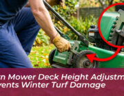 lawn mower deck height adjustment prevents winter turf damage KxxT