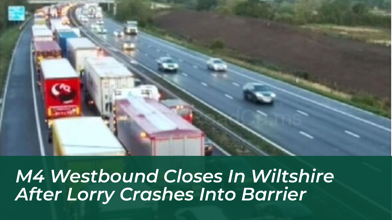 m4 westbound closes in wiltshire after lorry crashes into barrier 1gLz