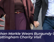 meghan markle wears burgundy coat in nottingham charity visit 0srM