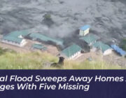 nepal flood sweeps away homes and bridges with five missing b57i
