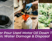 never pour used motor oil down the drain water damage disposal Pqio