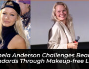 pamela anderson challenges beauty standards through makeup free living 9t4Y