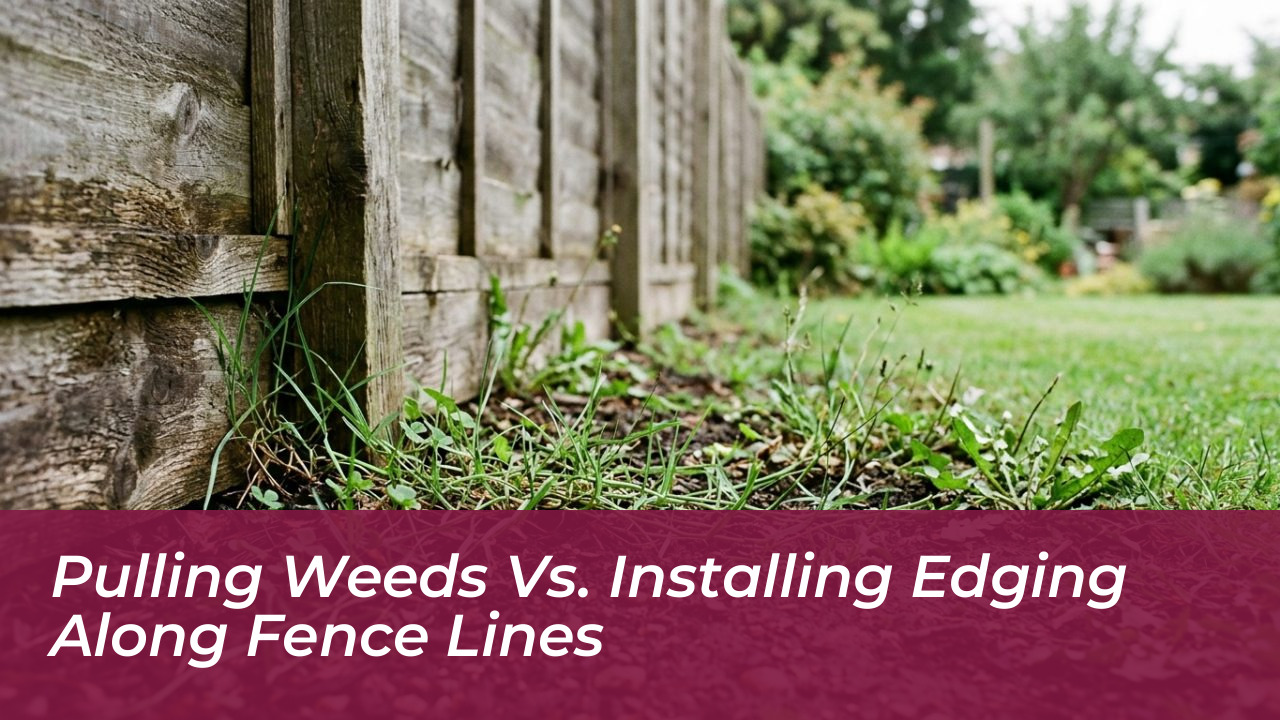 pulling weeds vs installing edging along fence lines