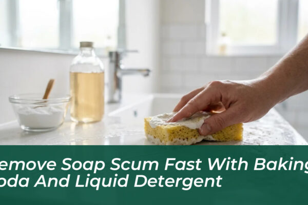 remove soap scum fast with baking soda and liquid detergent MTKu