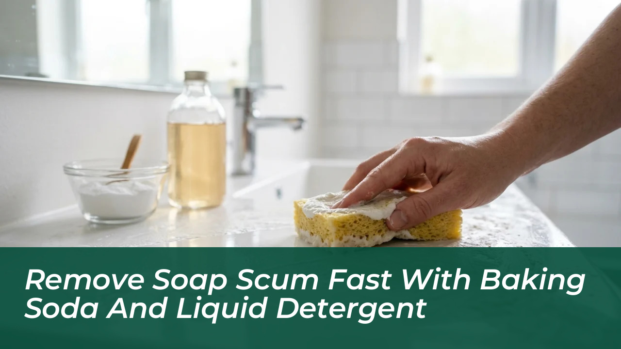 remove soap scum fast with baking soda and liquid detergent MTKu