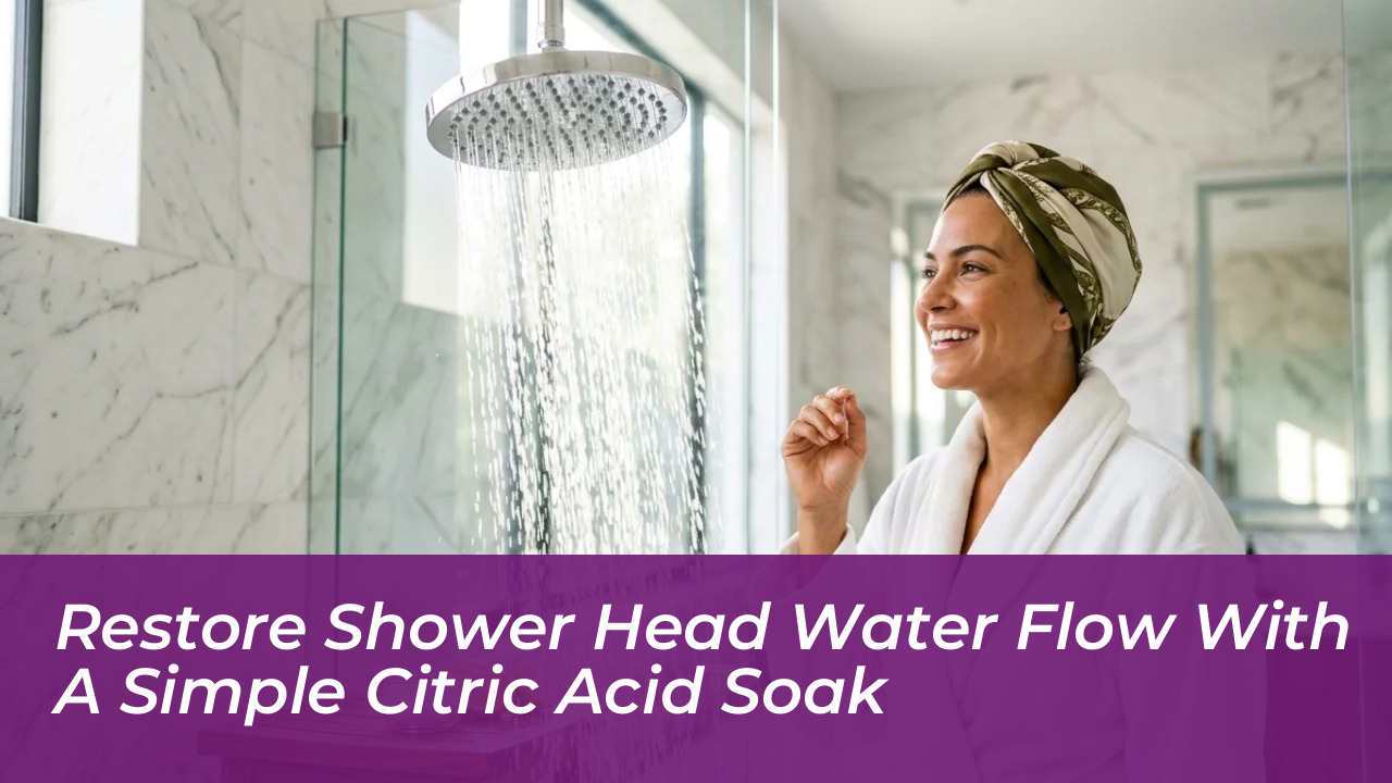 restore shower head water flow with a simple citric acid soak 71MS