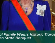 royal family wears historic tiaras at oman state banquet B0XJ