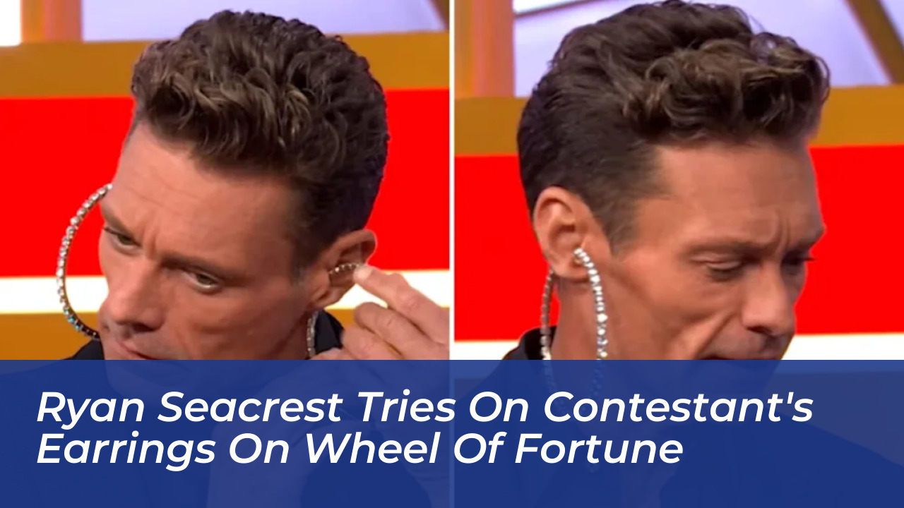 ryan seacrest tries on contestants earrings on wheel of fortune ckTa