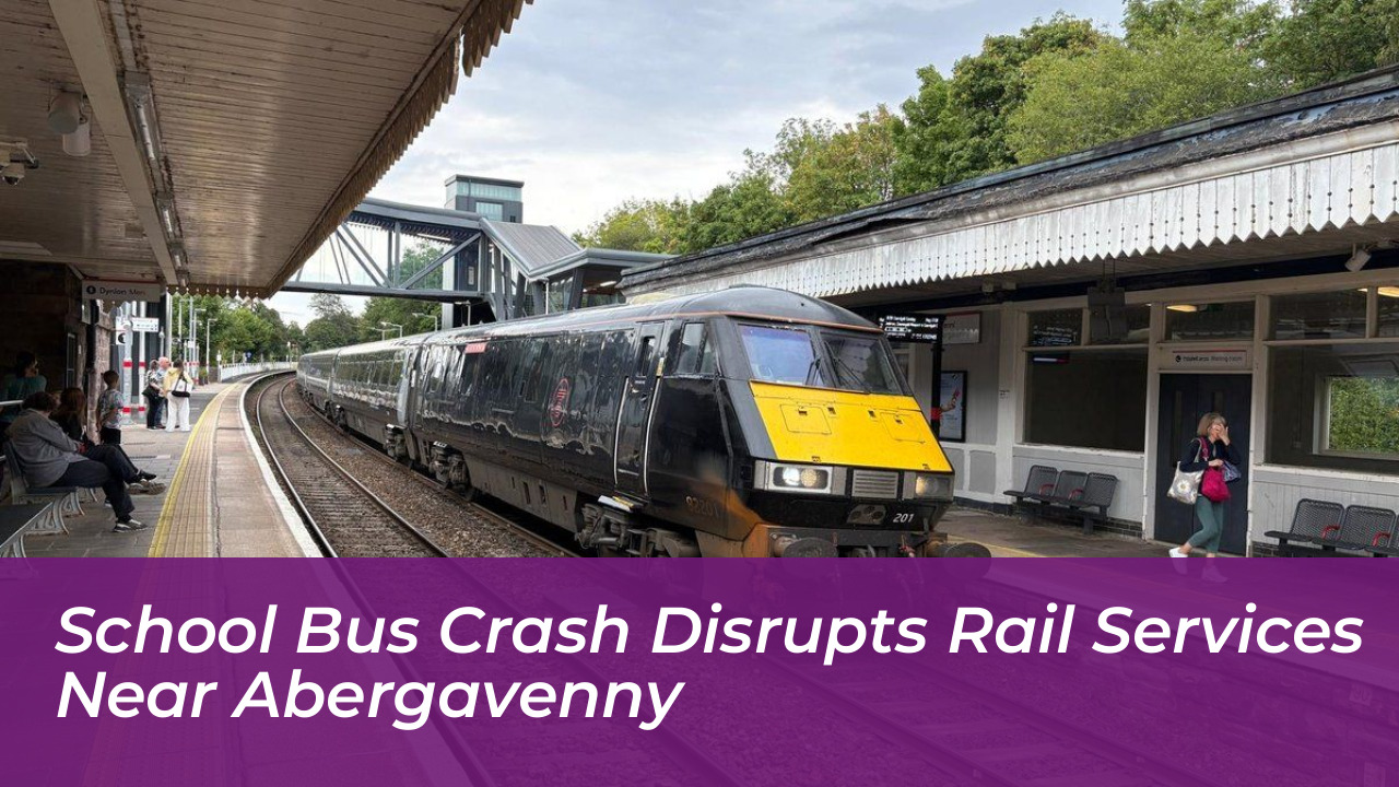 school bus crash disrupts rail services near abergavenny YiPU
