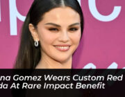 selena gomez wears custom red prada at rare impact benefit 00Cb