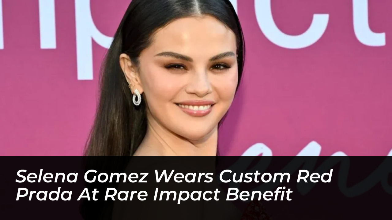 selena gomez wears custom red prada at rare impact benefit 00Cb