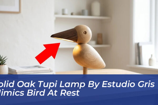 solid oak tupi lamp by estudio gris mimics bird at rest X3yD