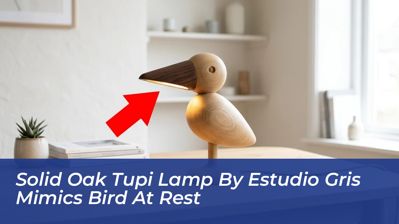 solid oak tupi lamp by estudio gris mimics bird at rest X3yD