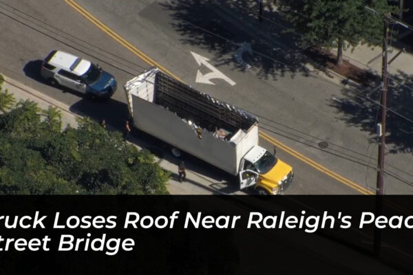 truck loses roof near raleighs peace street bridge 9mNm